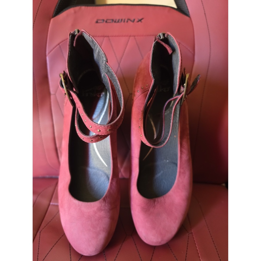 Dansko Mary Jane suede Women ankle adjustable zip back low wedge Size 42